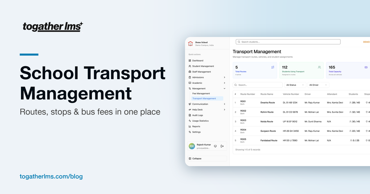 School transport and bus route management